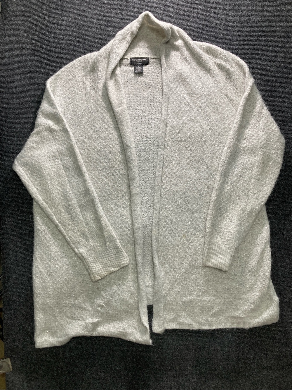 Liz Claiborne Soft Open-Front Cardigan in Light Gray